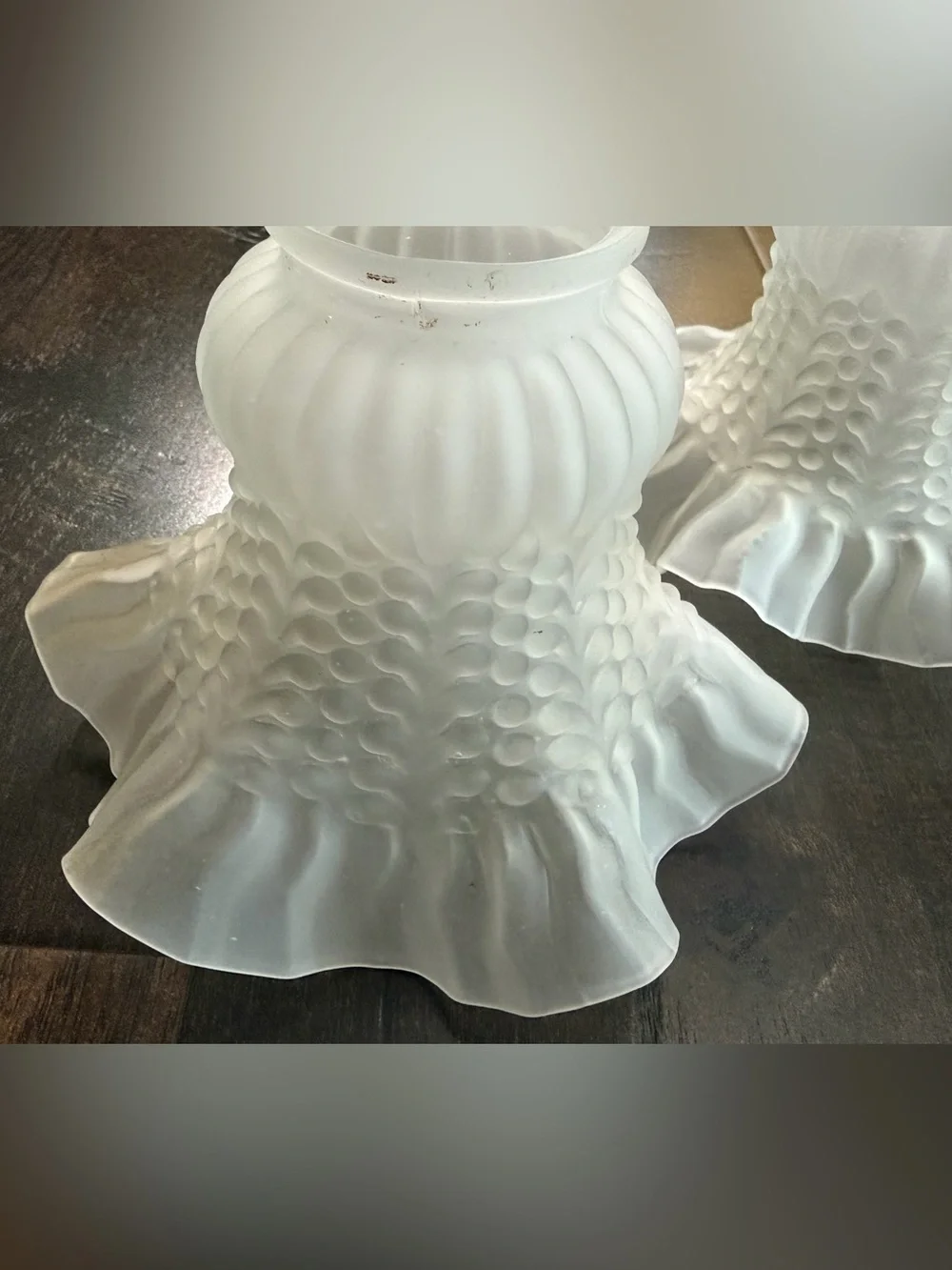 Vintage Frosted Glass Ruffled Lamp Shade - Home Accents